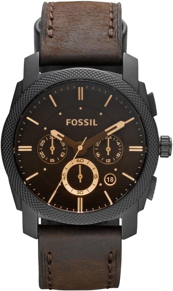Fossil Machine Relógio para homem, movimento cronógrafo com correia de aço ou pele