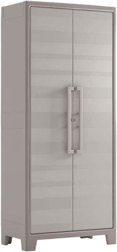 Keter Gulliver Armário alto | Armazenamento interno e externo | Resina | À prova de água com 2 portas e 4 prateleiras com altura regulável | Bege/Areia | 80 x 44 x 182 cm