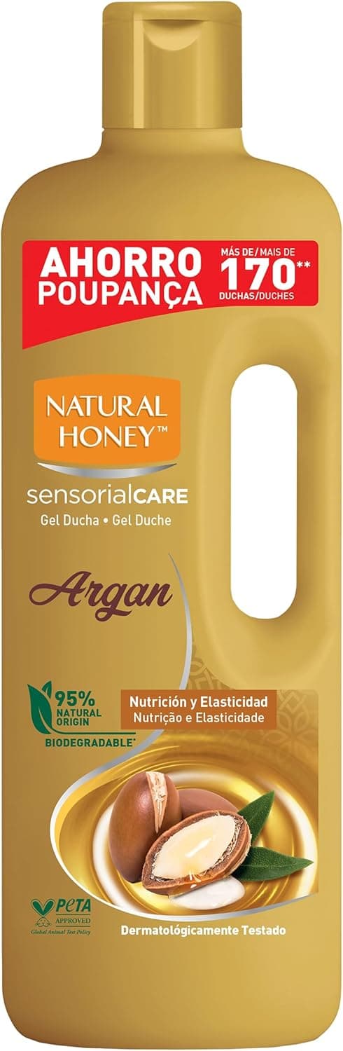 NATURAL HONEY - Gel de duche argão (formato de poupança de 1350 ml)