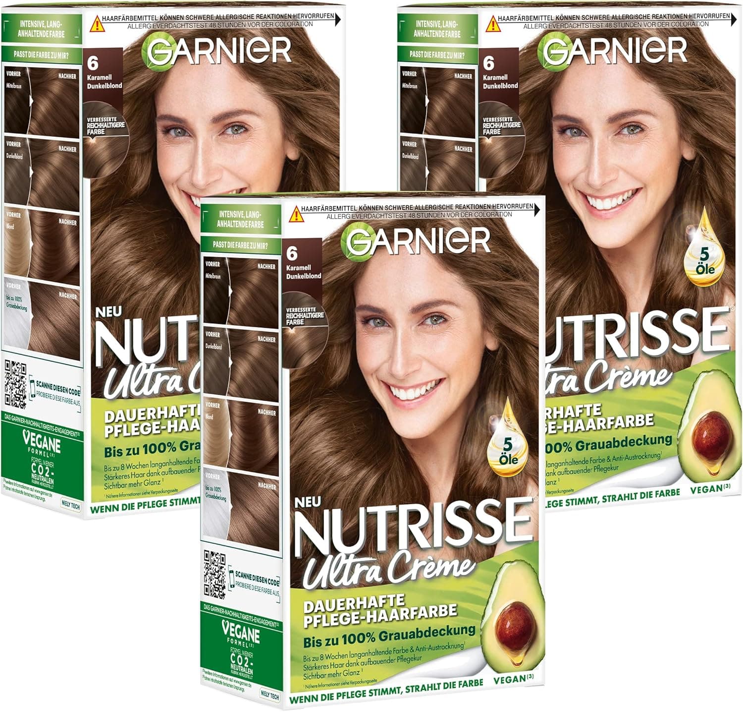 Garnier Nutrisse Creme de coloração, Caramel Dark Blonde, 3 unidades 