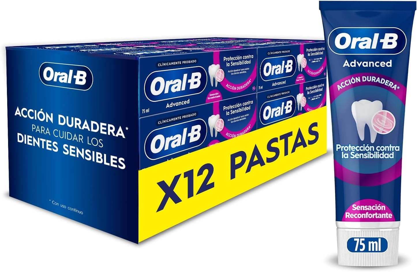 Oral-B Proteção avançada contra a sensibilidade da pasta de dentes com fluor, pack de 12 x 75 ml