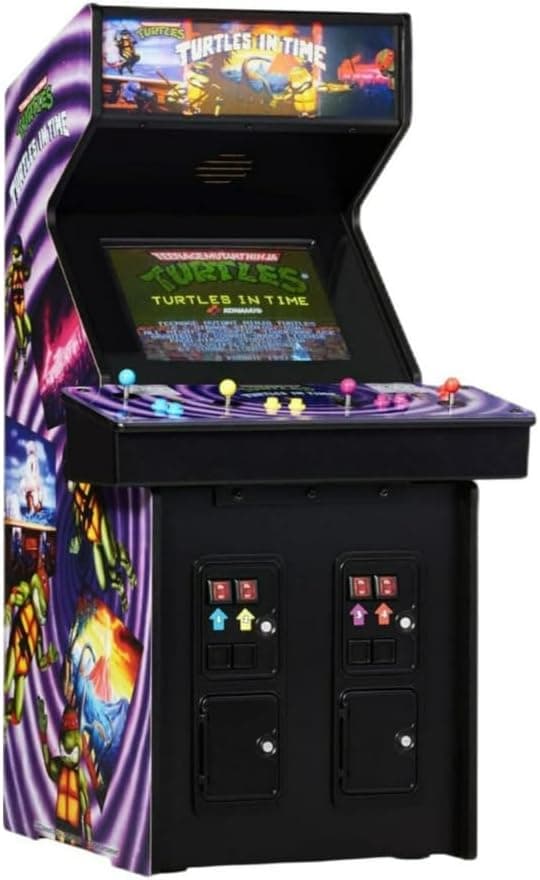 Numskull quarter arcades TMNT tartarugas no tempo edição colecionista mini arcade - réplica de madeira autêntica em escala 1/4, ROM original, bateria recarregável e altifalantes de 3 W para