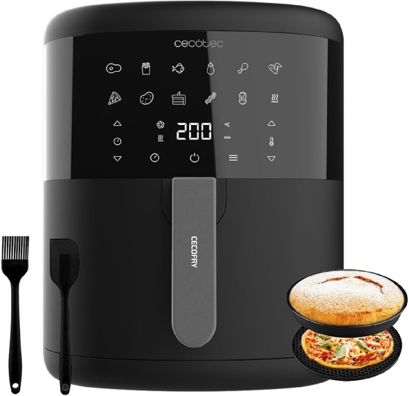 Cecotec Frigideira sem óleo de ar quente com acessórios Cecofry Bombastik 6000 Full, 1700 W, tecnologia PerfectCook, regulação de temperatura e tempo, controlo tátil, 12 modos