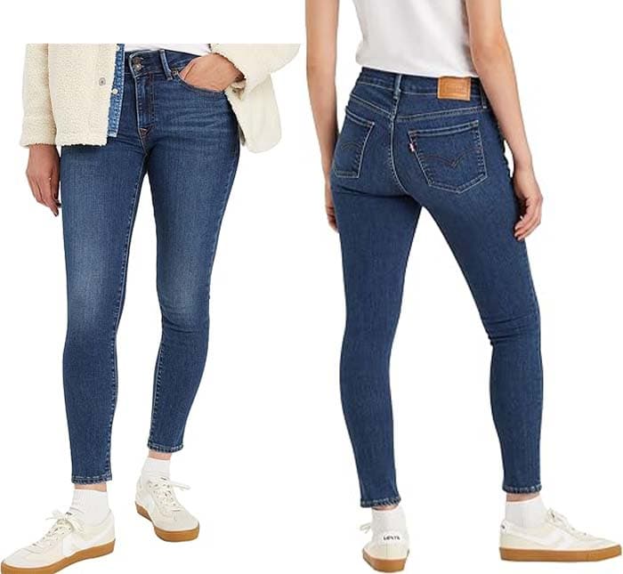 Levi's 711 Calças de ganga de botão duplo para mulher