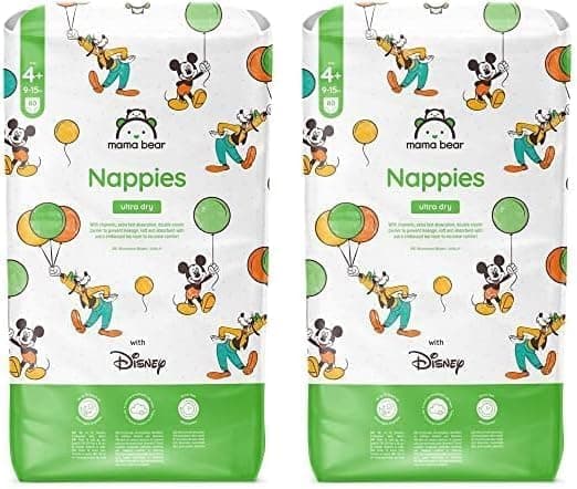 Mama Bear Disney Ultra Dry Tamanho 4+ | Fraldas descartáveis para crianças 9-15 kg, 80 unidades