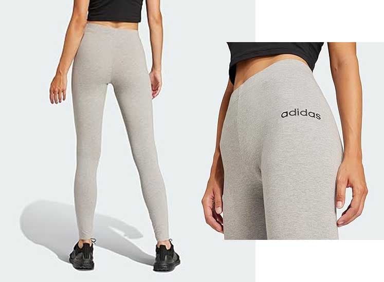 adidas Essentials Linear Cotton | Leggings desportivos femininos em algodão com corte justo e cintura média
