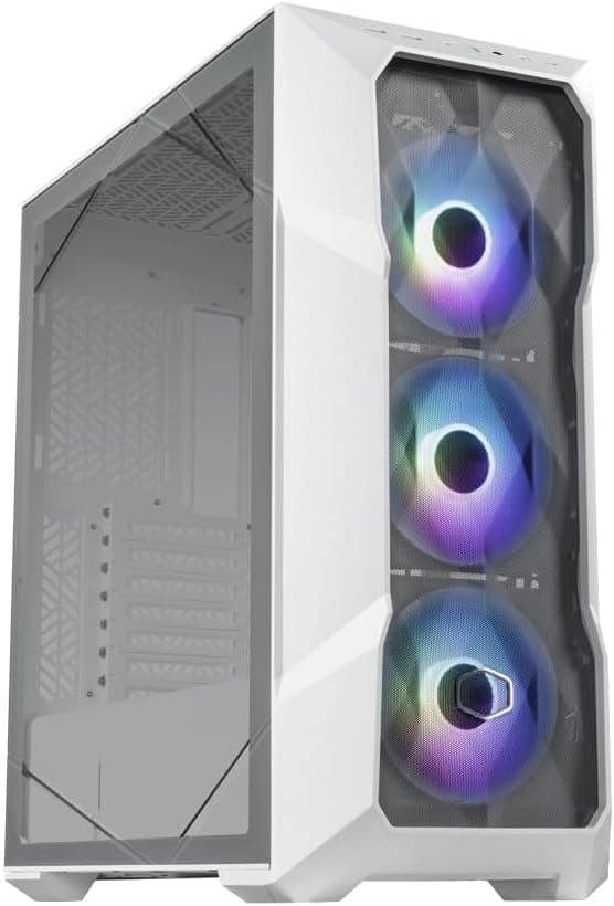 Cooler Master MasterBox TD500 Mesh V2, caixa de PC Mid-Tower E-ATX, malha poligonal, 3 x 120 mm, ventiladores ARGB pré-instalados, painel superior removível, painel lateral, vidro temperado, USB C 10
