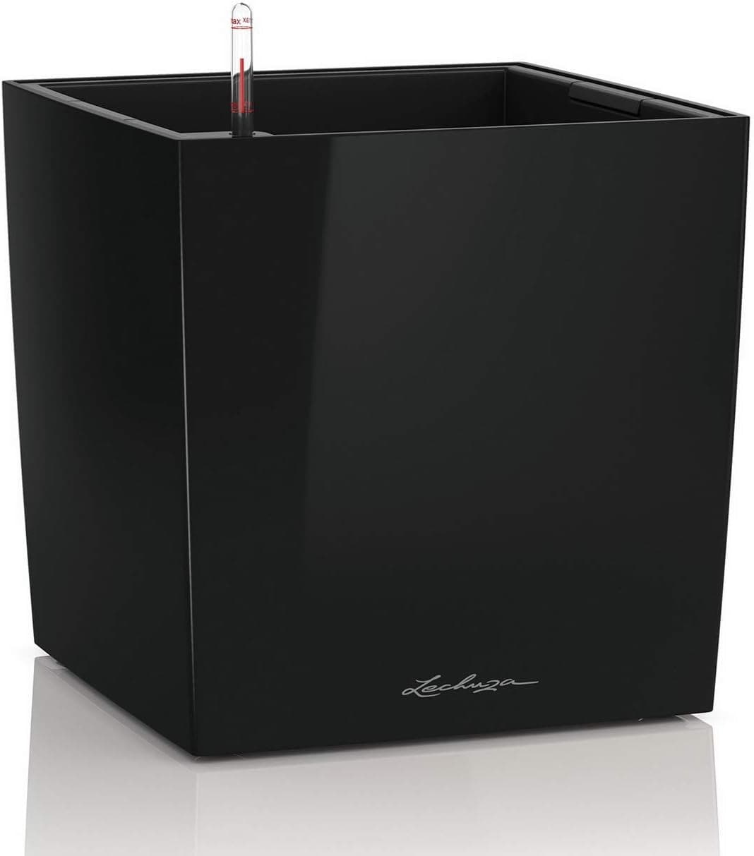 Lechuza Cube Premium 50 | Vazo brilhante em preto para plantas