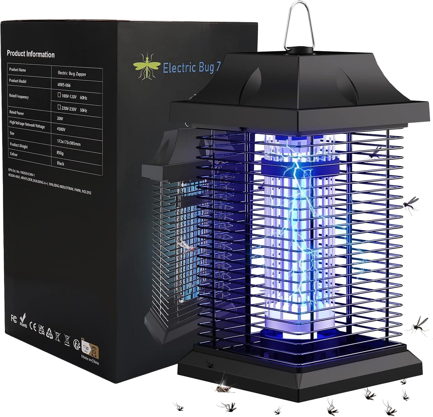 reamhigh® Candeeiro anti-mosquitos elétrico 4500 V, 20 W UV mosquito candeeiro armadilha, alcance eficaz de 100 m², para quarto, sala de estar, cozinha, jardim