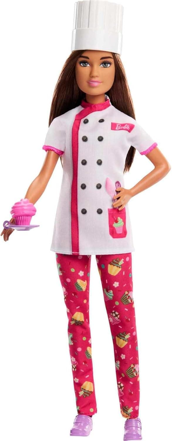 Barbie Pode ser chef pasteleira boneca profissionais com acessórios, brinquedo + 3 anos (Mattel HKT67)