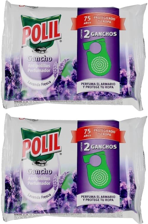 POLIL Raid Scented Hook Fresh Lavender | Ambientadores perfumados de lavanda com proteção antitraça para roupa, 2 unidades x 2