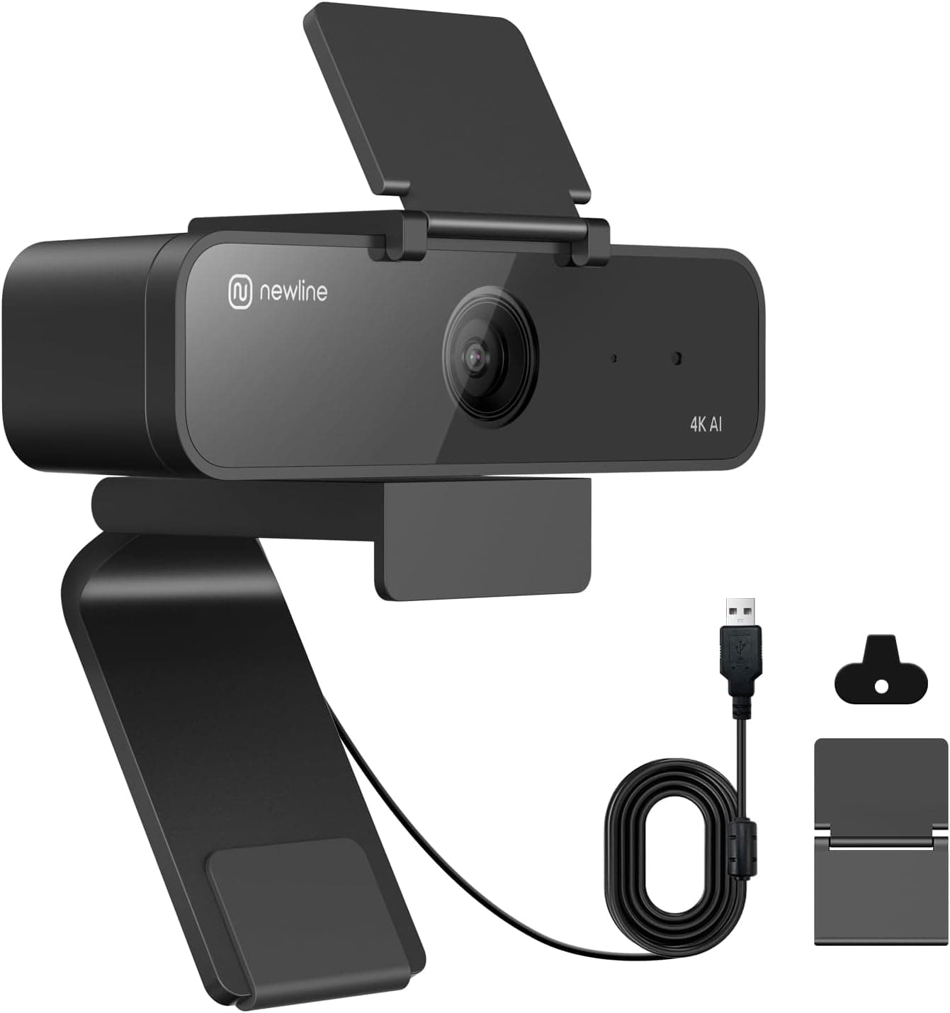 N newline Câmara Web 4k PC com microfone com supressão de ruído, 3 modos AI e 2 controlos por gestos, grande angular, câmara USB 4k para videoconferência PC Mac portátil, streaming ao vivo