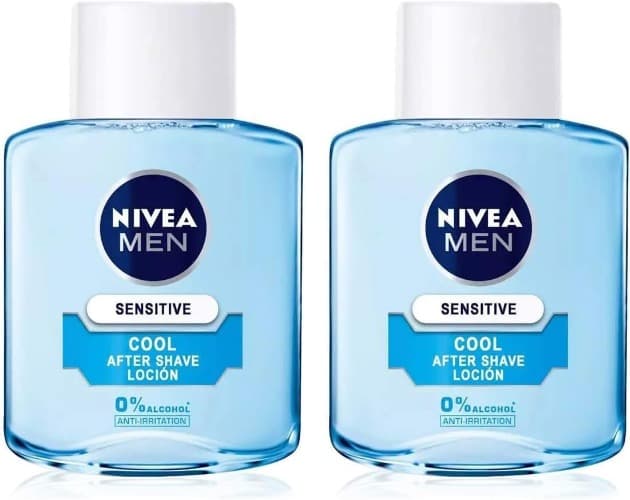 NIVEA MEN Sensitive Cool | Loção after shave calmante sem álcool para pele sensível 100 ml x 2