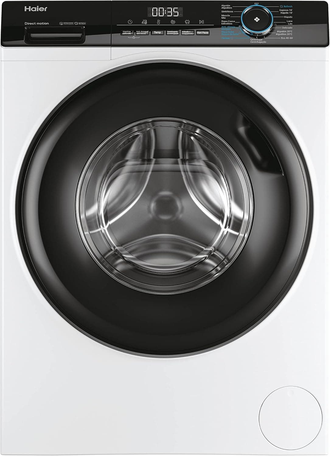 Haier I-Pro Series 3 HW80-B14939-IB- Máquina de lavar roupa de Carga Frontal 8KG, Função de Vapor, Motor de Movimento Direto, Tratamento Antibacteriano, 1400 RPM, Extremidade Retardada, Detector Automático KG, 15 programas, Branco 
