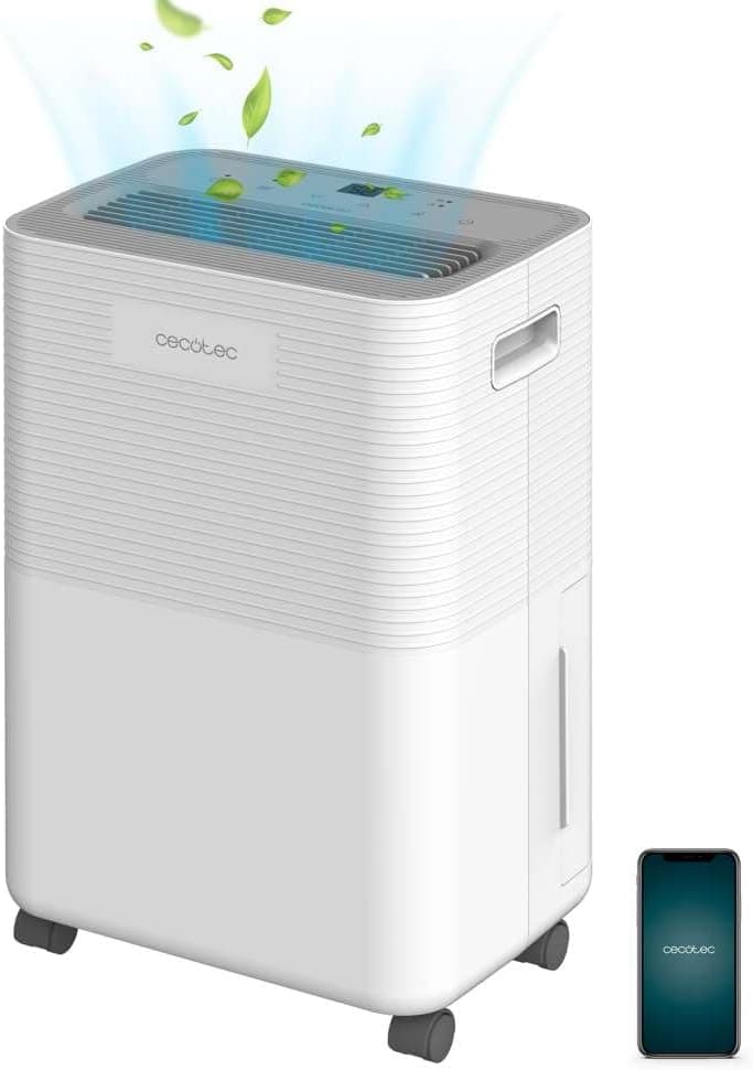 Cecotec Deshumidificador BigDry 8000 Expert Connected. 16 l/dia, depósito removível de 2 litros, controlo por Wi-fi, função de secagem de roupa e temporizador 24 horas, área de cobertura de 30 m2