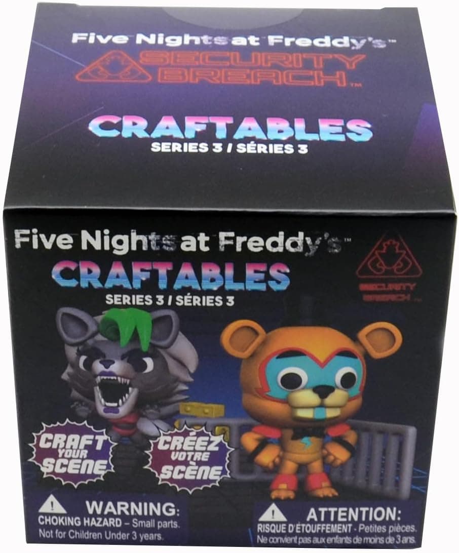 Bizak Five Night At Freddys Diorama | Caixa surpresa com 1 figura colecionável FNAT e base