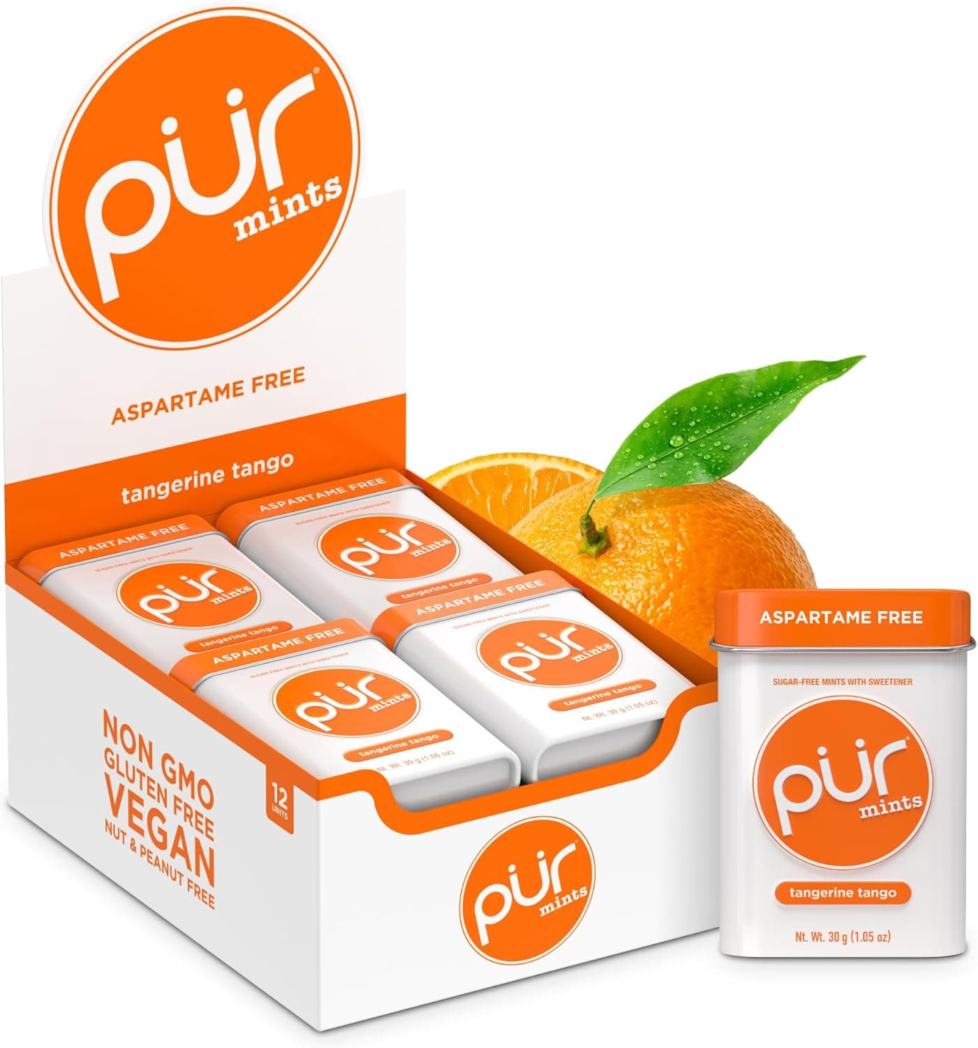 PUR Gum Tango Tango Tango | Pastilhas de mentol naturais sem açúcar com xilitol vegan e sem glúten 12 unidades