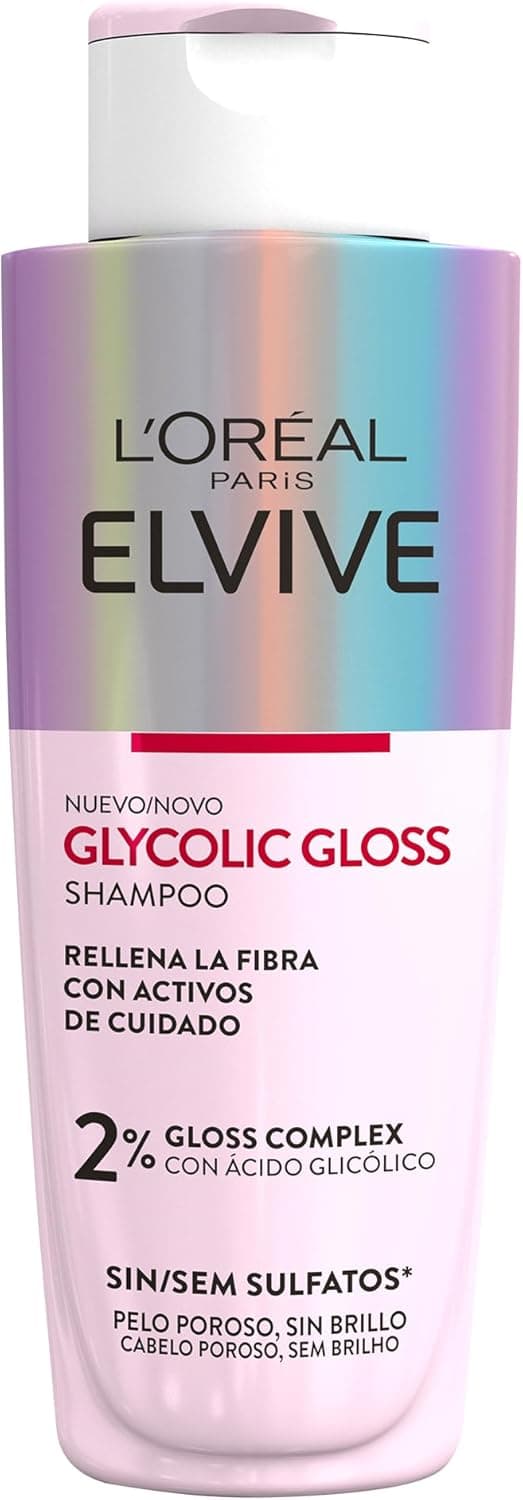 L'Oréal Paris ELVIVE Glycolic Gloss | Champô sem sulfatos para todos os tipos de cabelo, 200 ml