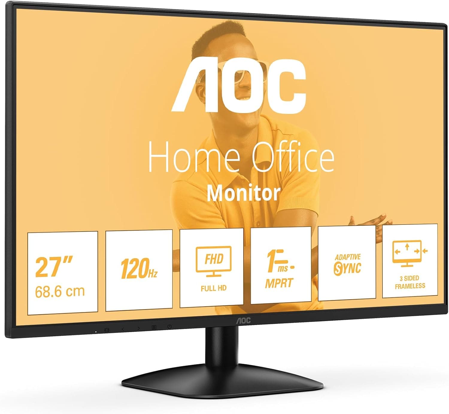 AOC 27B31H Monitor Full HD de 27 polegadas, 120 Hz, sincronização de imagem adaptativa (1920x1080, 1 x D-Sub, 1 x HDMI 1,4) preto