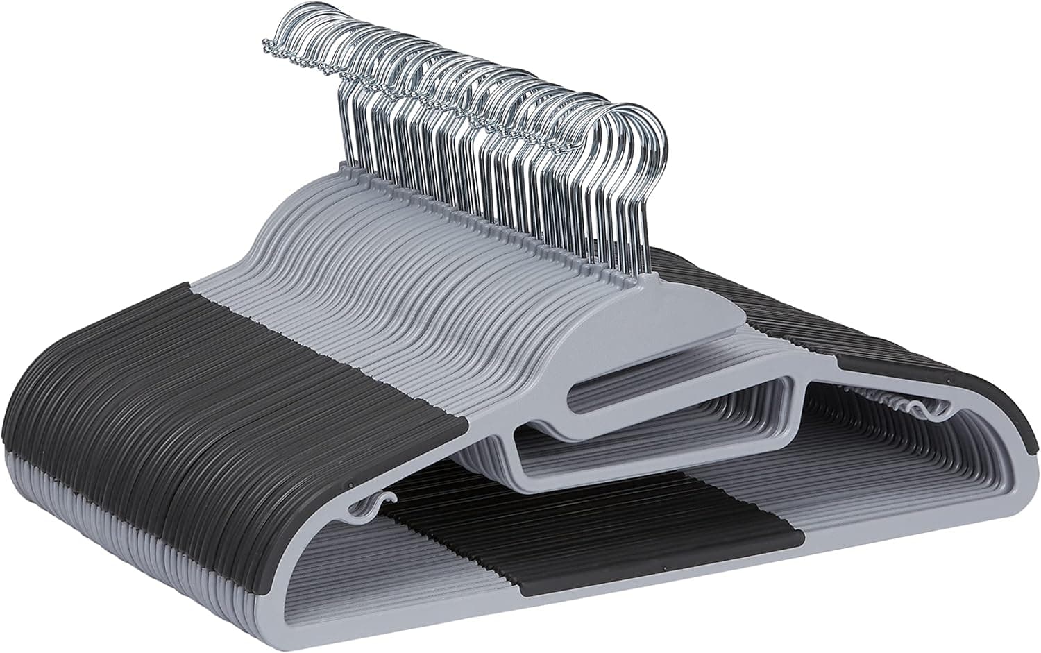 Amazon Basics Cabides de plástico com revestimento de borracha, embalagem de 50, cinzento