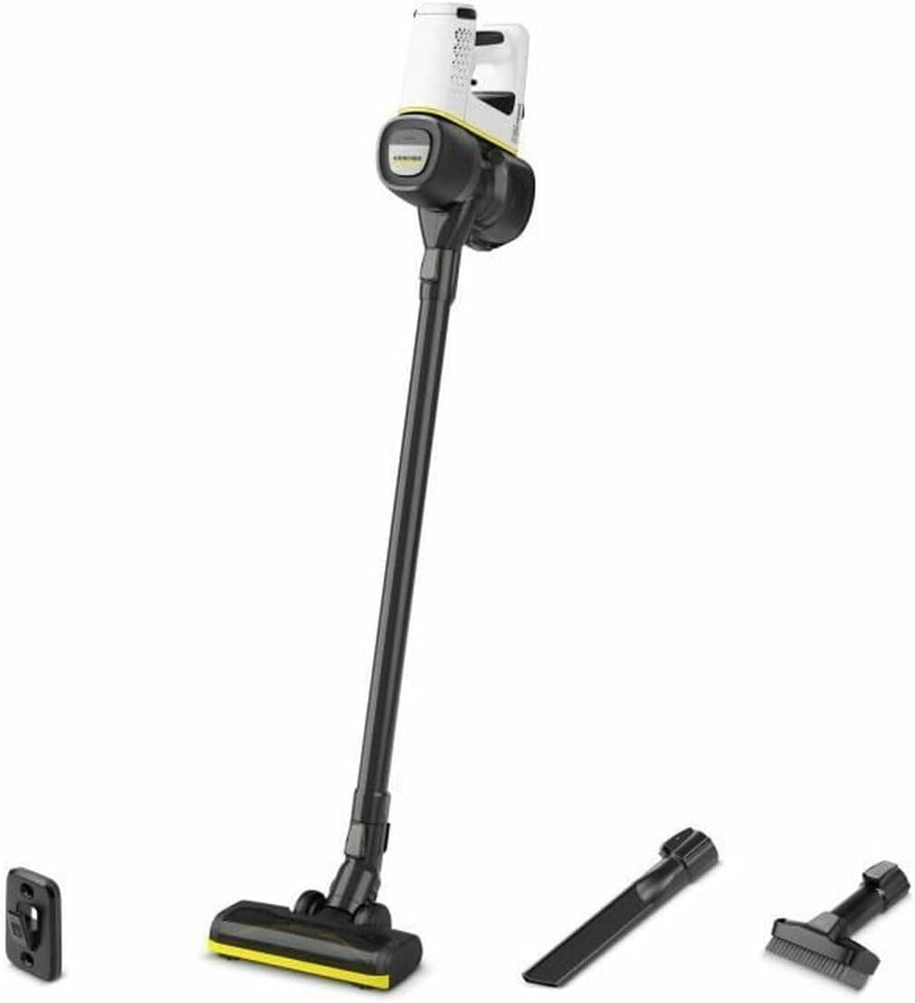 Kärcher Aspirador de bateria VC 4 Cordless myHome, 2 níveis de aspiração, bateria de 21,6 V, autonomia por carga 30 min aprox., peso 2,3 kg, carregador, suporte de parede, bicos de chão e ranhuras