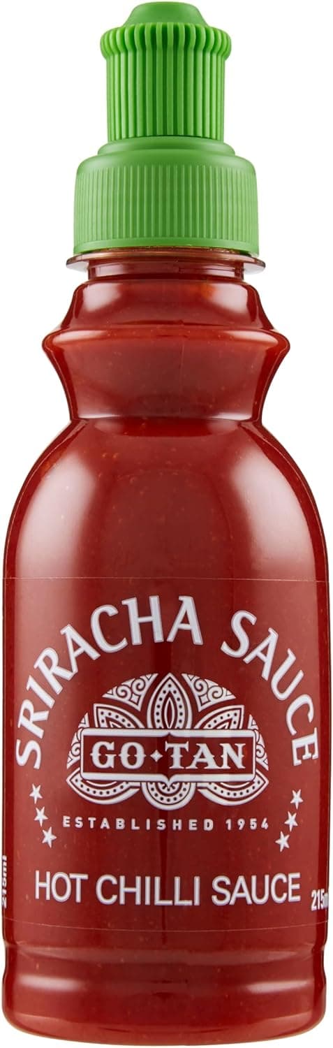 Go-Tan, Molho Sriracha, tempero picante, 54% chile vermelho, sabor picante, 215 ml