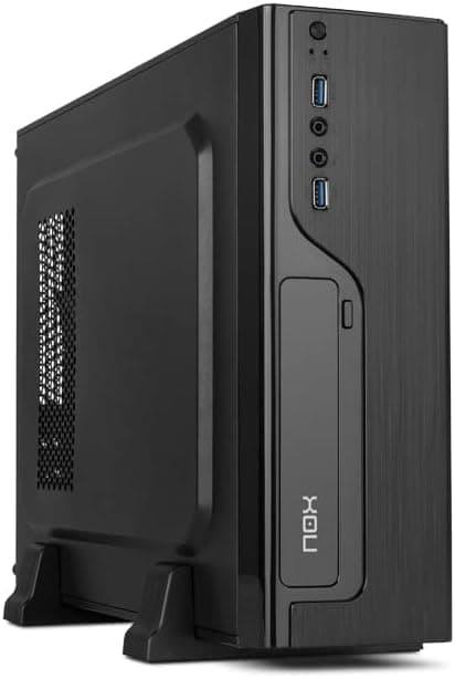 NOX LITE070 -NXLITE070 - Minitorre com fonte de alimentação 500 W, USB 3.0, ventilador 80 mm, micro ATX; ITX, painel frontal efeito escovado, preto