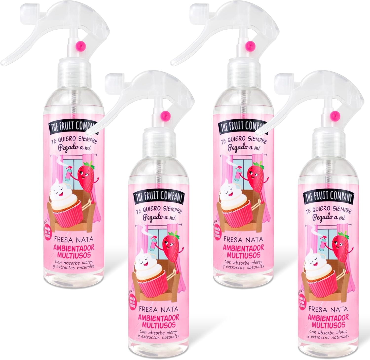 The Fruit Company - Ambientador em spray de morango, conjunto de 4 unidades de 250 ml (1000 ml)