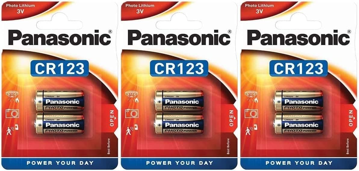 Conjunto 3 Blister x 2 baterias de lítio CR123A / CR17345 Original Panas.