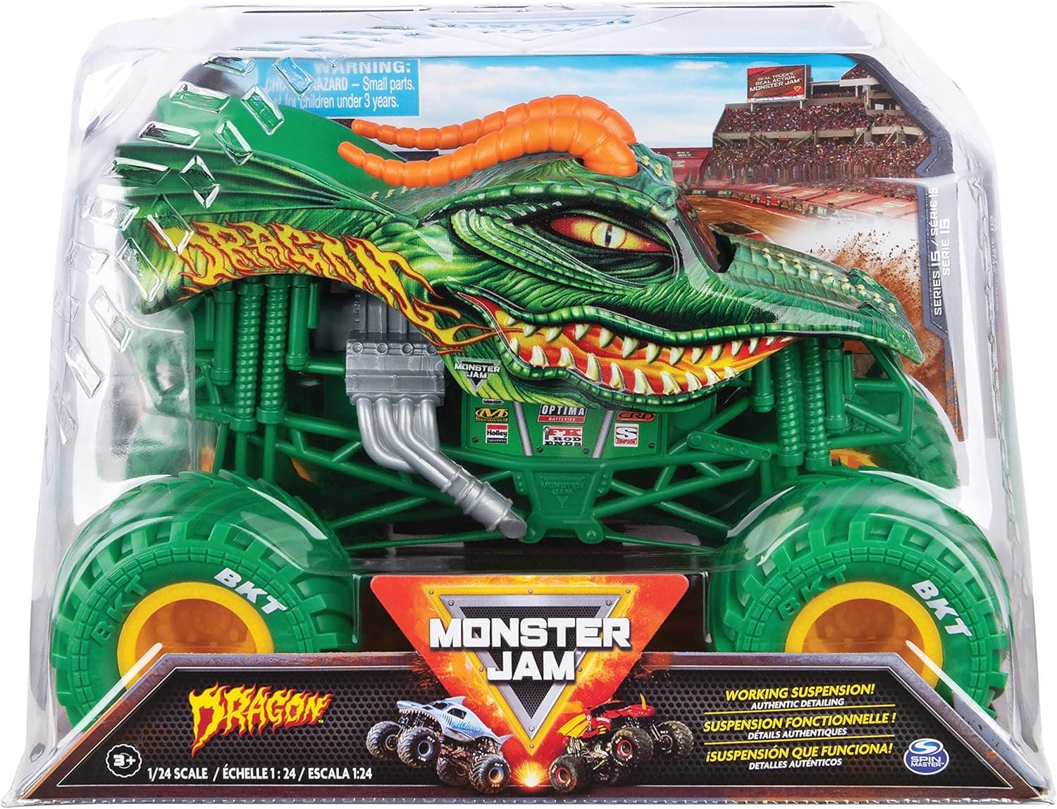 Monster Jam Veículo oficial do Dragon Monster Truck, escala 1:24, modelos variados