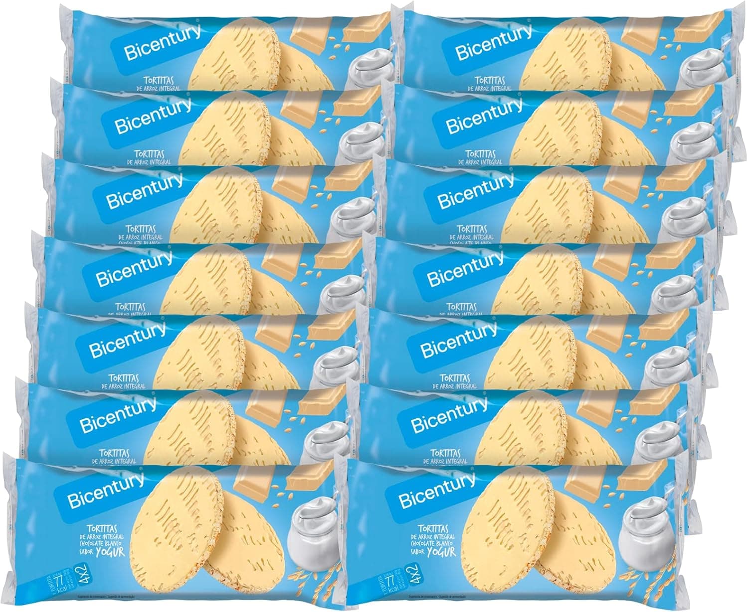 Bicentury | Bolachas de arroz integral com sabor a iogurte e chocolate branco 14 unidades