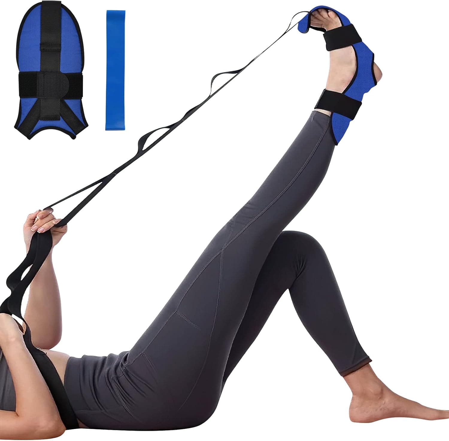 flintronic Cinto elástico de ioga cinto de resistência, correia de tornozelo cinto elástico para pernas, cinto elástico com faixa de anel, para pilates, ioga, fitness