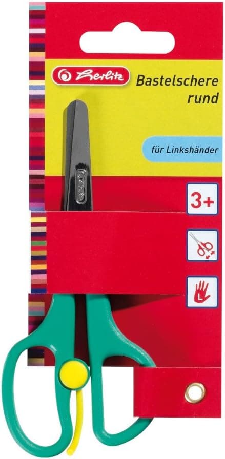 Herlitz Tesouras de 13 cm, para canhotos, ponta redonda com esforço reduzido, para crianças da pré-escola, jardim de infância, escola primária - 8740045