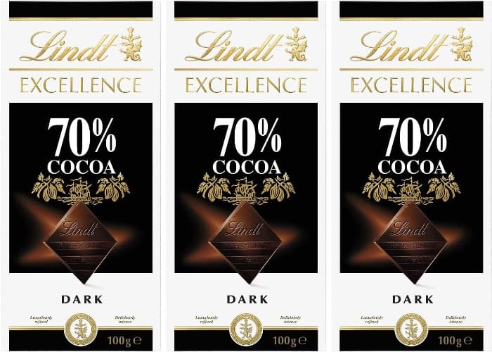 Lindt Excellence Tablete de chocolate de 70% chocolate negro, 100g x 3