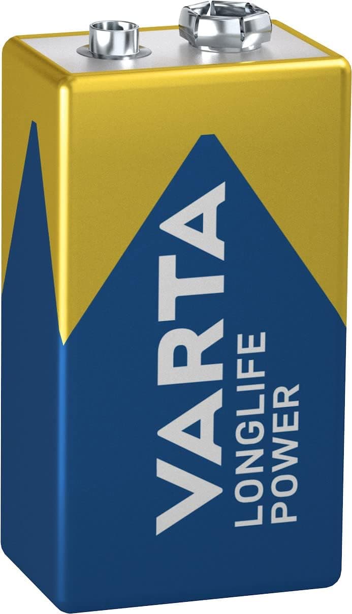 VARTA Pilhas de 9 V, embalagem de 1, Longlife Power, alcalina, detetores de incêndio, detetores de fumo, microfones