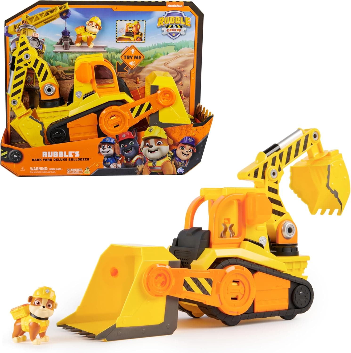 Rubble & Crew - Pacote escavadora figura Rubble - Patrulha Canina brinquedos - 6068074 - brinquedos crianças 3 anos - presente criança 3 anos
