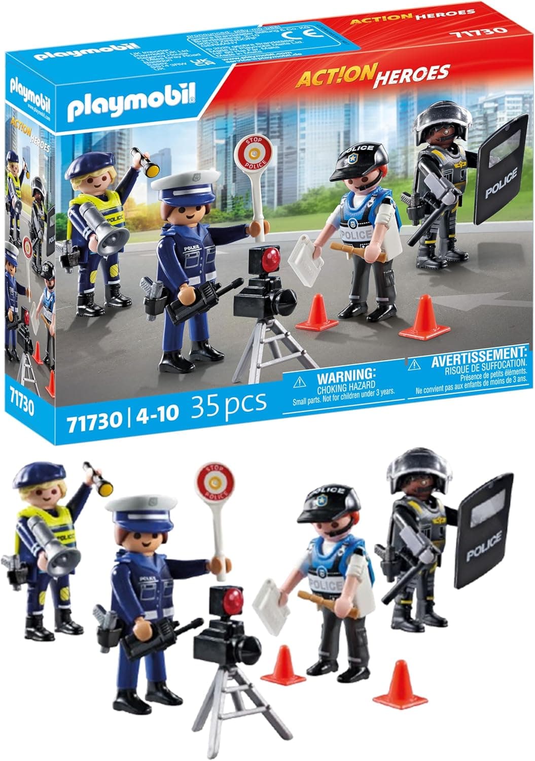 PLAYMOBIL Action Heroes Conjunto de figuras de polícia | figuras de brinquedo, figura de polícia, brinquedo para meninos e meninas a partir de 4 anos, 71730