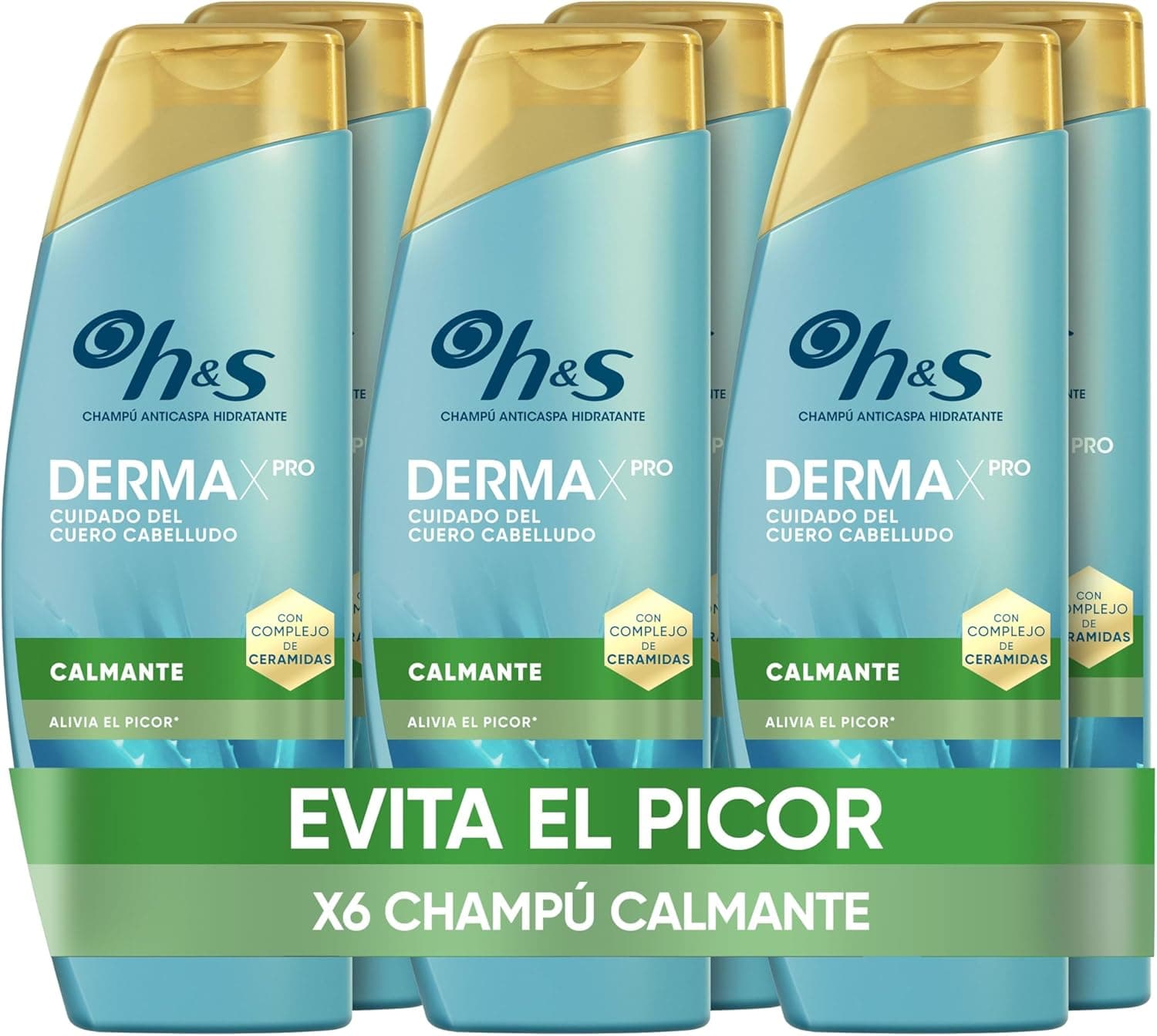 H&S DermaXPro Soothing Comfort champô anti-caspa 6 x 300 ml com extrato de aloé vera e complexo de cerâmica. Alivia o couro cabeludo seco e coceira