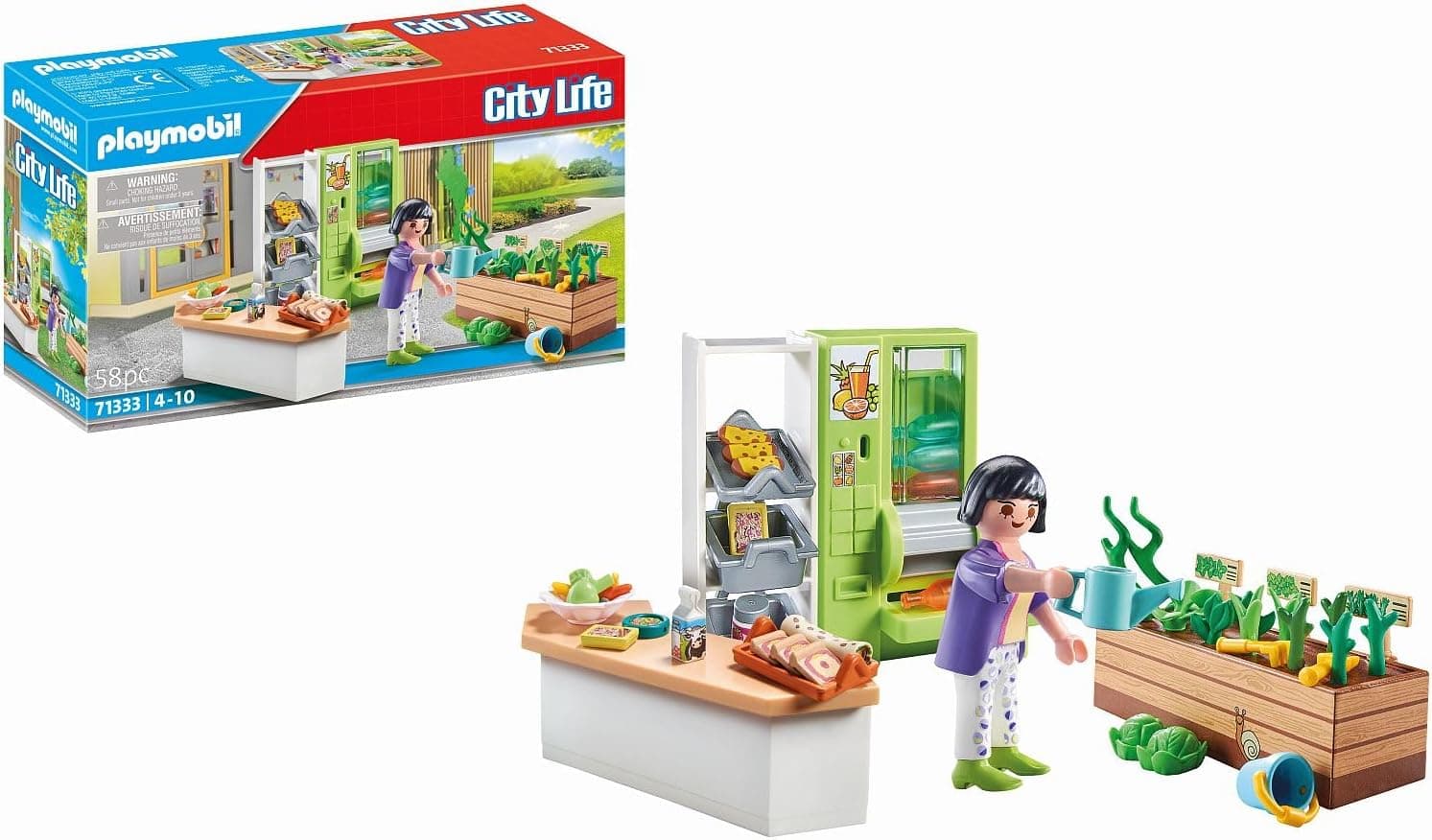 PLAYMOBIL City Life 71333 Cantina, posto de venda com máquina de garrafas recarregáveis, brinquedos para crianças a partir de 4 anos