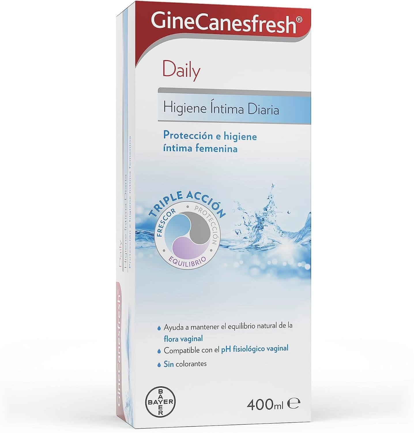 GineCanesfresh Cuidado íntimo gel higiene íntima diária com extrato de flor de lótus, glicina e ácido lático, ajuda a proteger a zona antima e o seu pH, 400 ml