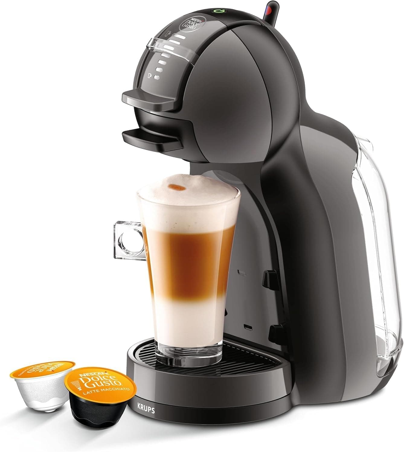 Krups Nescafé Dolce Gusto Mini Me máquina de café, cápsulas com 15 bares de pressão, capacidade de 0,8 l, bebidas quentes ou frias, Play&Select, Thermoblock, 35 tipos café, preto, KP1238