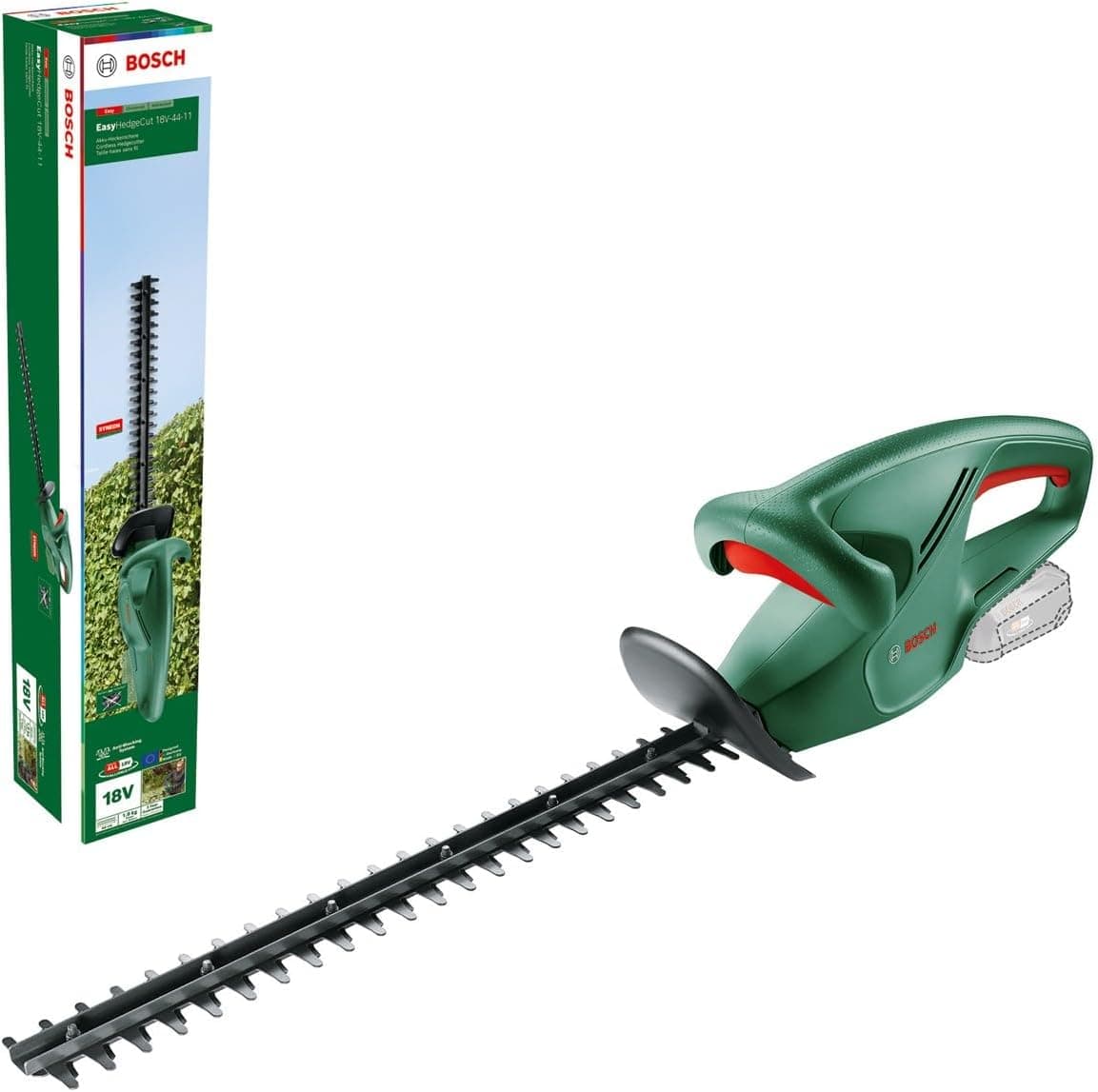 Bosch Home and Garden corta-sebes a bateria EasyHedgeCut 18 V - 44-11 (1 de 2,0 Ah; sistema de 18 V; folha de 44 cm de comprimento; para recortar sebes pequenas; em embalagem cartão)