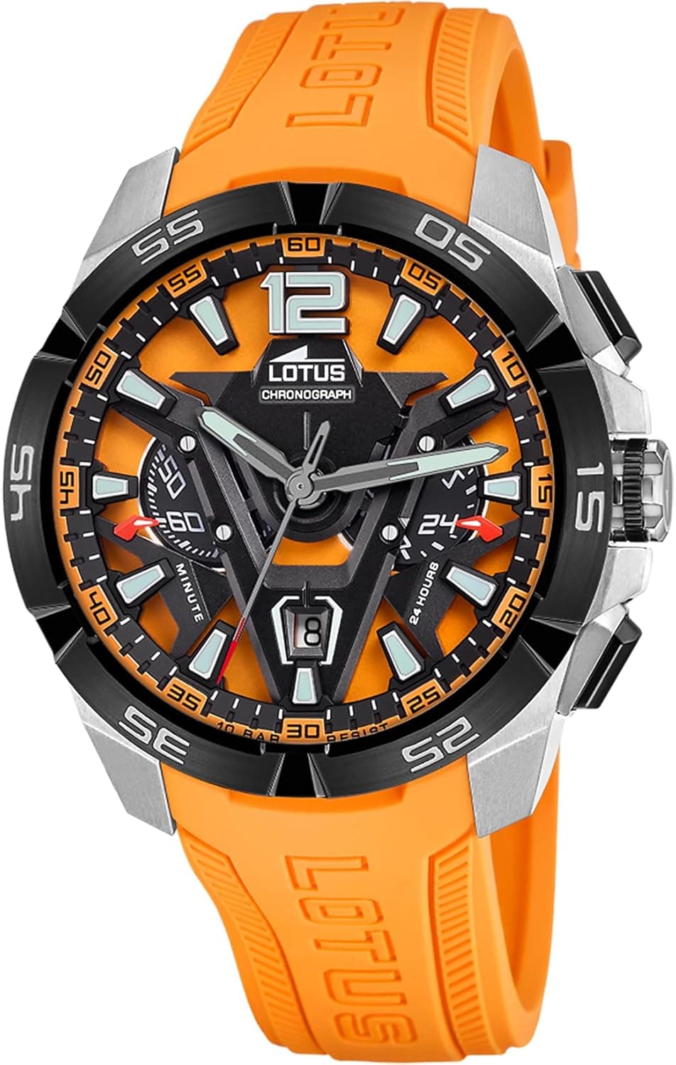 Lotus Relógio homem 18944/3 Vortex caixa de aço inoxidável 316 l prateado correia de borracha laranja