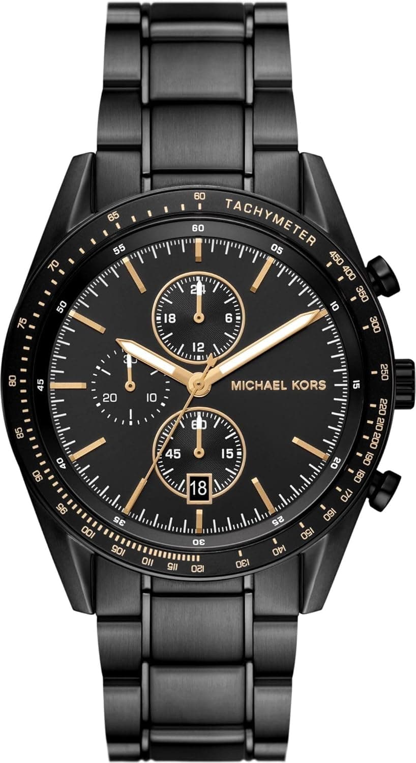 Michael Kors Accelerator Relógio para homem, movimento cronógrafo com correia de aço inoxidável ou pele
