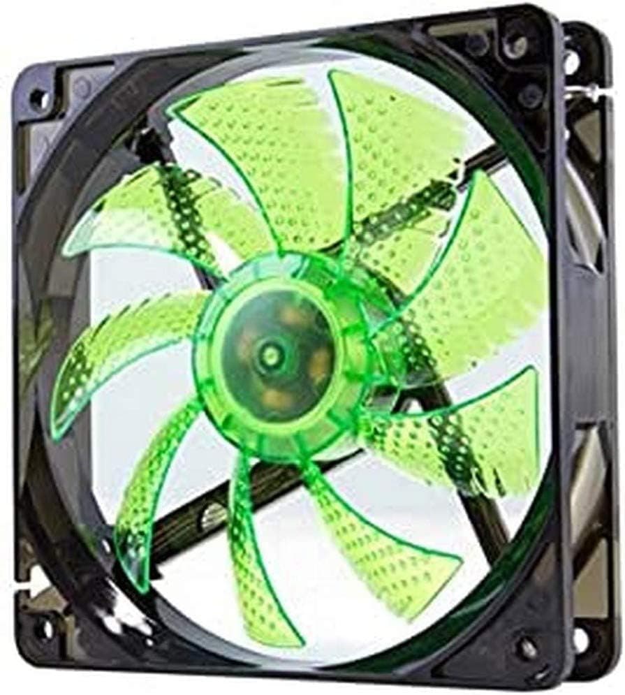 Nox Coolfan -NXCFAN120LG, ventilador de caixa PC de 120 mm, 9 pás translúcidas, rolamentos de longa duração, 4 LEDs, silencioso, conector 3 e 4 pinos, cor verde - preto
