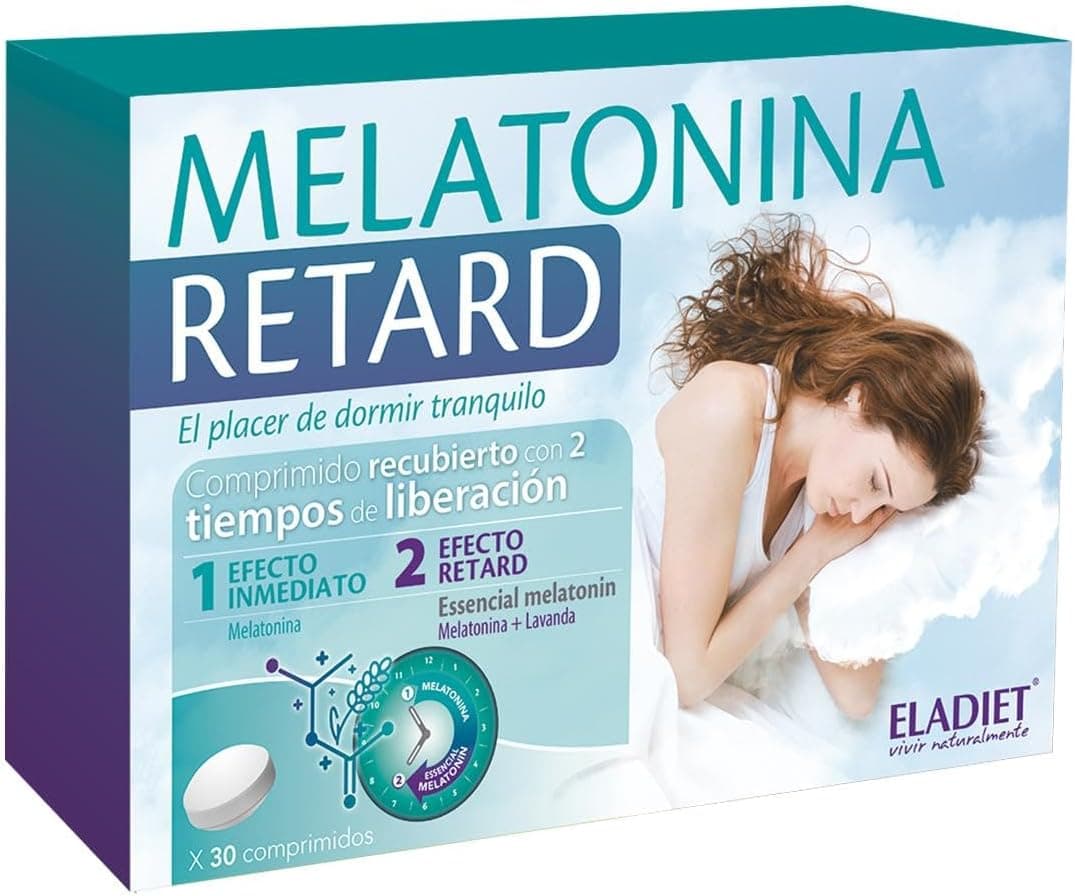 Melatonina Retard - melatonina e lavanda - 60 comprimidos com dois tempos de libertação - ajuda a diminuir o tempo necessário para conciliar o sono - Eladiet