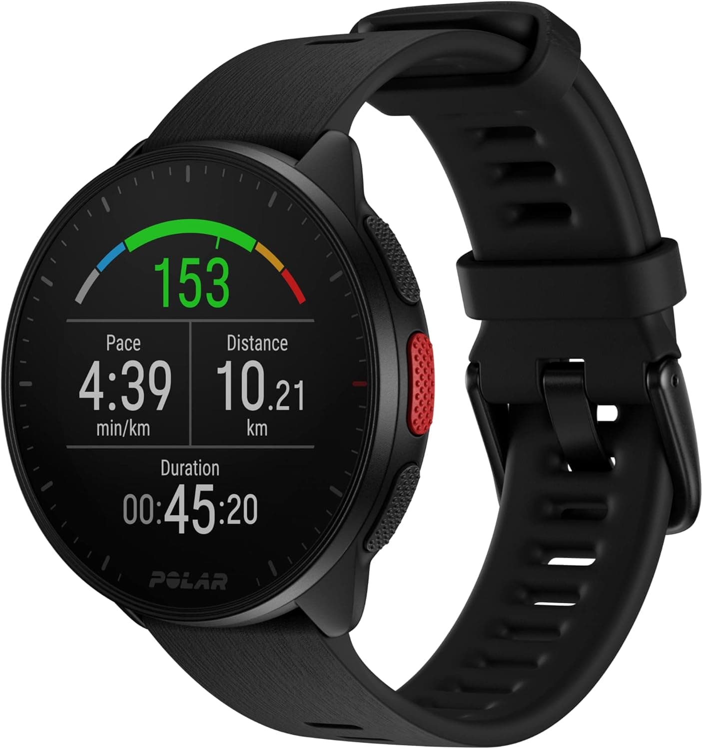 Polar Pacer Relógio de corrida com GPS - processador de velocidade, leve, ecrã brilhante, programas de treino Running e recuperação, pulsómetro, controlos musicais, S/L, preto