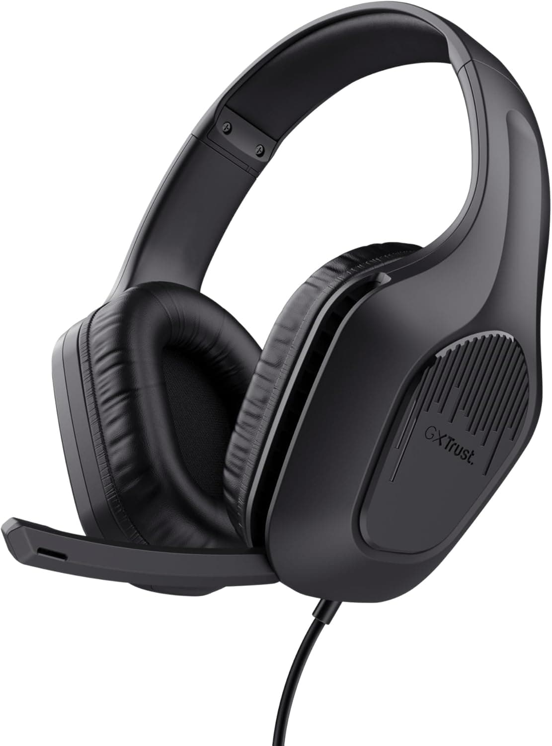 Trust Gaming GXT 415 Zirox Capacetes leves para jogos com drivers de 50 mm para PC, Xbox, PS4, PS5, Switch, telemóvel, conexão de 3,5 mm, microfone dobrável, auriculares com cabo 2 m Over-Ear - preto