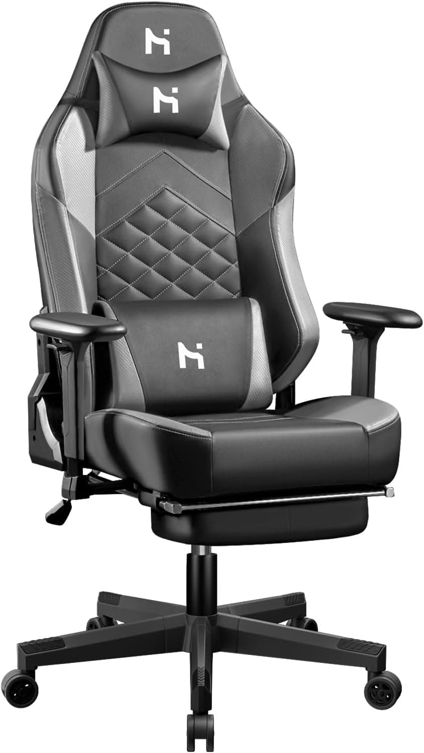 HLONONE Cadeira para videojogos, cadeira de escritório ergonómica, encosto ajustável 90-165°, cadeira gamer com apoio de cabeça, almofada lombar e apoios de braços, cadeira de PC em altura ajustável