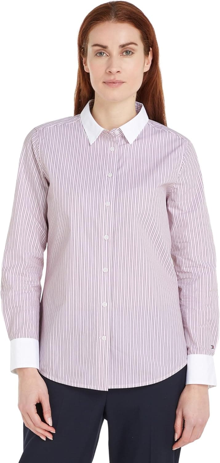 Tommy Hilfiger Blusa mulher Stripe regular Shirt algodão